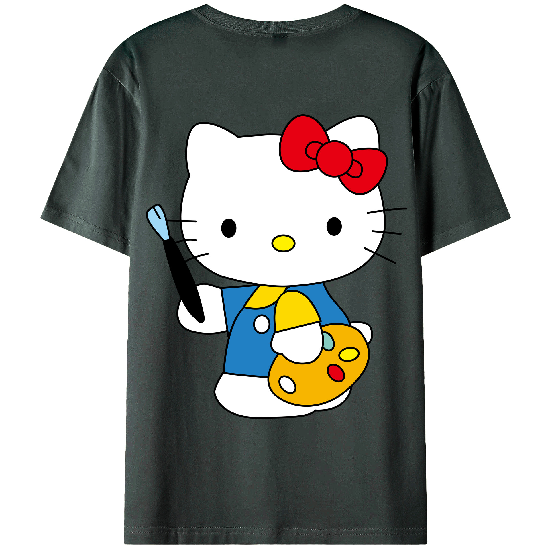 （画像用） Hello Kitty ハローキティ 綿100％ メンズ半袖Tシャツ（バックプリント） 通気性